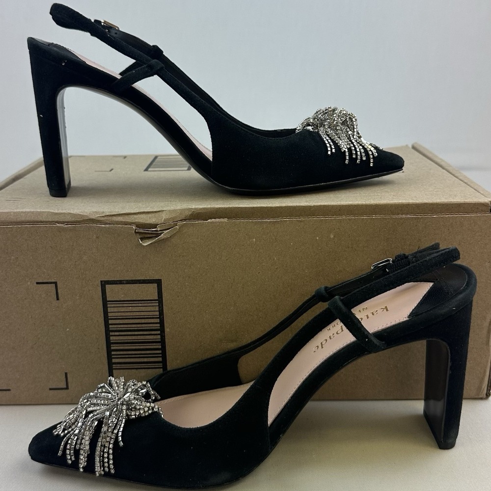 Kate Spade  celestia crystal slingback pump Black Women's Sz 8 B - Picture 2 of 8
